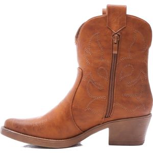 SmileFavorites® Dames Cowboylaarzen met Hak Kort - Camel - Imitatieleer - Maat 39