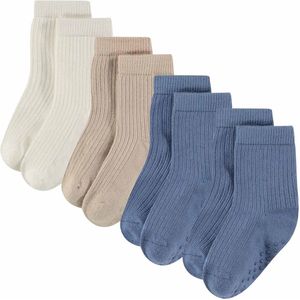 Comfortabel & Zijdezacht Bamboo Basics Sidney - Bamboe Baby Sokken (Multipack 4 stuks) - Wit, Beige & Blauw- 6-12 Maanden