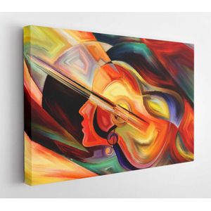 Inner Melody serie. Abstract ontwerp gemaakt van kleurrijke menselijke en muzikale vormen op het gebied van spiritualiteit van muziek en podiumkunsten - Canvas moderne kunst - Horizontaal - 225930193 - 115*75 Horizontal