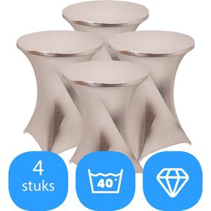 Statafelrok Zilver x 4 – ∅80-85 x 110 cm – Statafelhoes Stretch 4 Stuks – Tafelhoezen voor Statafel Sta Tafel Hoes | Staantafelhoes – Geschikt voor Horeca Evenementen | Cocktailparty | Trouwerij