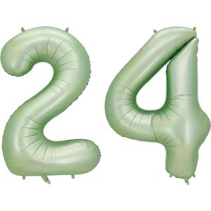 Cijfer Ballonnen Ballon Cijfer 24 Verjaardag Versiering Feest Helium Ballonnen Cijferballon Folieballon Groen Xl Formaat