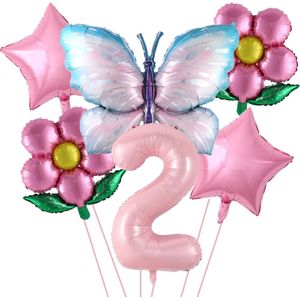 Vlinder 40Inch Nummer Ballonnen Set - Roze Blauwe Zonnebloem - Baby Shower - Decor Helium Ballon - Verjaardagsfeest