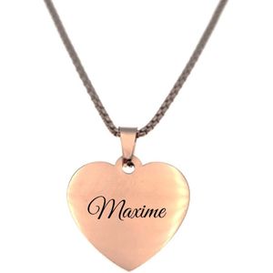 Ketting - Hart - Met Naam - Maxime - Rosegoud