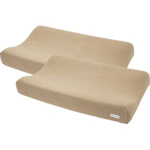 Meyco Baby Knit Basic aankleedkussenhoes - 2-pack - taupe - 50x70cm