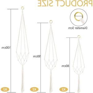 Hangende bloempothouders - Set van 6 stuks voor binnen- en buitenplanten (wit)