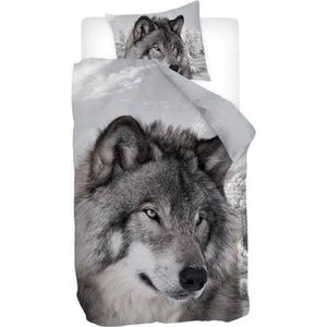 Snoozing Winter Wolf - Dekbedovertrek - Eenpersoons - 140x200/220 cm - Multi kleur