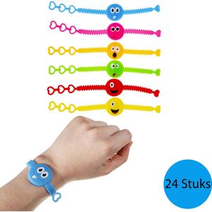 24 STUKS Armbanden Smiley - Lachgezicht - Uitdeelcadeautjes - Traktatie - Speelgoed - Uitdeelcadeaus voor Kinderen
