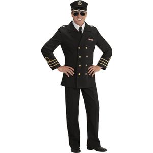 Widmann - Piloot & Luchtvaart Kostuum - Traditionele Marine Officier - Man - Zwart - Large - Carnavalskleding - Verkleedkleding
