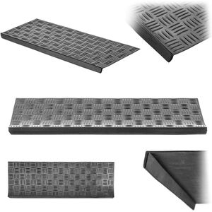KADAX Antislip trapmatten van rubber voor buitentrappen, weerbestendige trapmatten in zwart, vloermatten voor buiten (patroon 3, 25 x 75 cm)