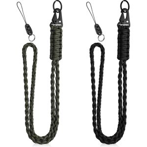 2 stuks Paracord Lanyard Neck Strap - Badge Lanyards met Metalen Sleutelhangers - Telefoon Ring Strap Lanyards voor ID Badge Houder Sleutels Telefoon