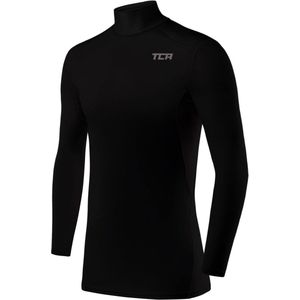 TCA Mannen HyperFusion Compressie Basislaag Top Lange Mouw Ondershirt - Crew Hals - Zwart, XXL