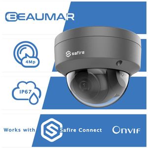 Safire SF-IPD835WAG-4P-HV Full HD 4MP grijze buiten dome met IR nachtzicht, gezichtsherkenning, Alarm en Audio IO - Beveiligingscamera IP camera bewakingscamera camerabewaking veiligheidscamera beveiliging netwerk camera webcam