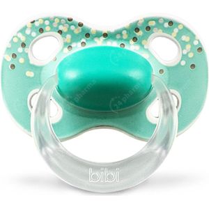 Bibi Natural Fopspeen Happiness Favourites 0-6M 1 Stuk - Turquoise met dots