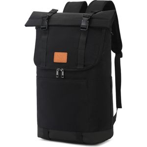 Rolltop Rugzak voor heren, groot, waterdicht, reisrugzak voor dames, handbagage, vliegtuig, 19-26 inch, laptoprugzak, reisrugzak, zwart-nieuw, X-Large, Rugzak