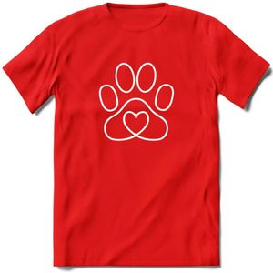 Love Paw - Katten T-Shirt Kleding Cadeau | Dames - Heren - Unisex | Kat / Dieren shirt | Grappig Verjaardag kado | Tshirt Met Print | - Rood - XL