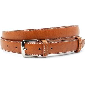 JV Belts Klassieke cognac dames riem - dames riem - 2.5 cm breed - Cognac - Echt Leer - Taille: 85cm - Totale lengte riem: 100cm