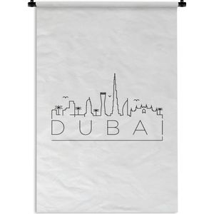 Wandkleed Wereldsteden - Skyline Dubai wit Wandkleed katoen 120x180 cm - Wandtapijt met foto XXL / Groot formaat!