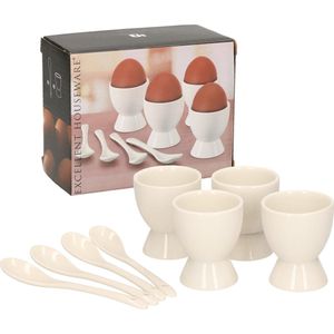 Set van 12x eierdopjes met lepel 6 cm - Ontbijt en lunch Pasen tafeldecoratie