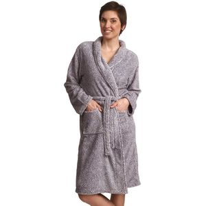 Badjas voor dames - damesbadjas met stippen - fleece - zacht & warm - cadeau voor haar - maat S