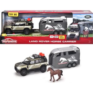 Majorette Grand Series - Land Rover Paardentrailer - Metaal - Licht en Geluid - 25 cm - Speelgoedvoertuig