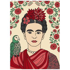 Notitieboek - Frida - Kahlo - FridaKahlo - Beige - A4 - Lijntjes - Dagboek - Cadeau - Geschenk - Elastiek - Softcover - Werk - Studie - School