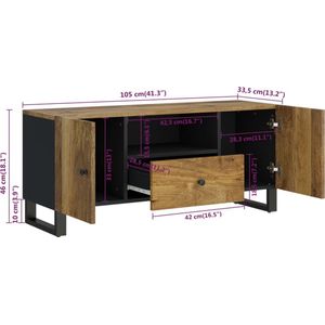 VidaXL TV-meubel 105x33,5x46 cm Massief Mangohout en Bewerkt Hout
