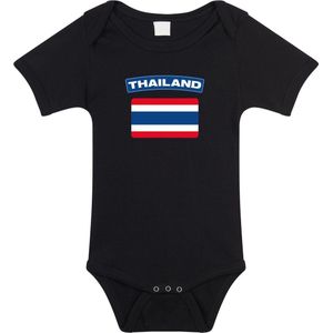 Thailand baby rompertje met vlag zwart jongens en meisjes - Kraamcadeau - Babykleding - Thailand landen romper 68