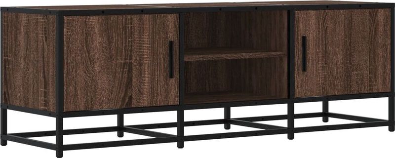 vidaXL - Tv-meubelx35x41 - cm - bewerkt - hout - metaal - bruin - eikenkleur