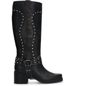 Sacha - Dames - Zwarte leren biker boots met studs - Maat 41