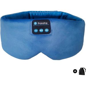 Slaapmasker Bluetooth – Oogmasker voor slapen - Hoofdtelefoon Draadloos - Verstelbaar – Ideaal voor zijslapers - HD Stereogeluid - Donker blauw - Fluweel/zijde