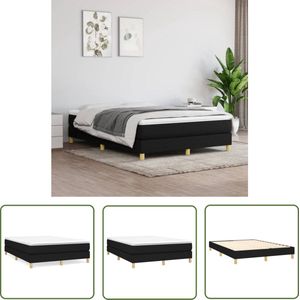 The Living Store Boxspringbed Zwart 203x140x25 cm - Duurzaam materiaal - Pocketvering matras - Middelharde ondersteuning - Huidvriendelijk topmatras - Multiplex lattenbodem - Inclusief montagehandleiding