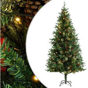 vidaXL-Kerstboom-met-LED-en-dennenappels-225-cm-PVC-en-PE-groen