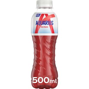 Aquarius - Red Peach - Perziksmaak - Sportdrank - Zero Sugar - Petfles - 12 stuks - 500 ml