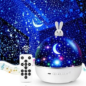 Nachtlampje sterrenhemel projector kinderen met 15 films, nachtlampje baby, muziekdoos baby meisjes, bluetooth bedlampje kinderkamer decoratie, babycadeau