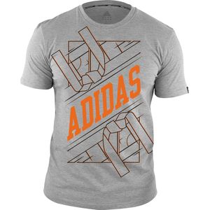 Adidas martial arts T-shirt | unisex model | grijs-oranje (Maat: 128)