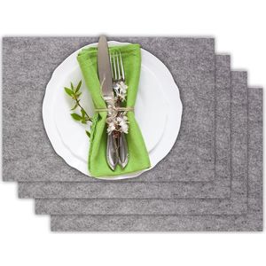 Wasbare vilten placemats in keuze uit moderne kleuren, set van 6.