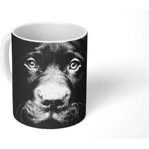 Mok - Koffiemok - Hond - Licht - Zwart - Mokken - 350 ML - Beker - Koffiemokken - Theemok