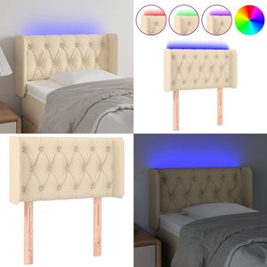 vidaXL Hoofdbord LED 83x16x78/88 cm stof crèmekleurig - Hoofdbord - Hoofdborden - Hoofdeinde - Houten Hoofdbord