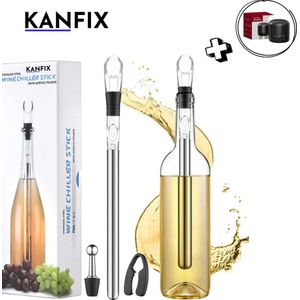 KanFix® Wijnkoeler Stick - Flessen Koeler Stick Koelstok - Wijnkoel Accessoire - Wijnfles Koelstick - Inclusief Kanfix Mini Vacuüm Wijn Stopper