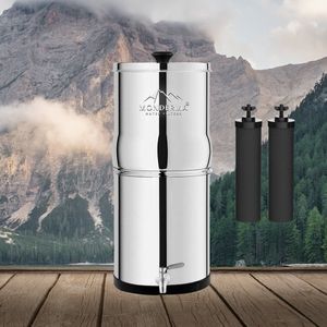 Monderma Waterfilter - 8,5L met 2 Zwarte Filterpatronen | Compatibel met Black Berkey Filters | Hoogwaardige Waterzuivering