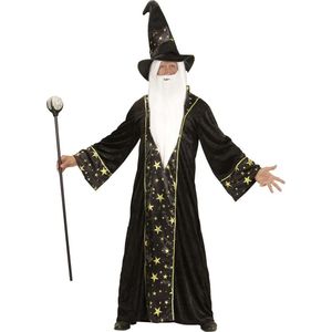 Widmann - Tovenaar & Tovenares & Waarzegster Kostuum - Wizzard Fantasy Tovenaar - Man - Zwart - Large - Carnavalskleding - Verkleedkleding