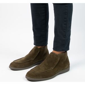 Manfield - Heren - Groene suède boots - Maat 45