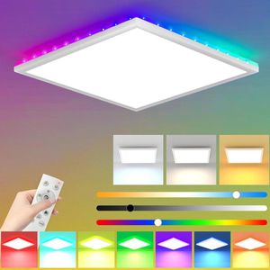 Dimbare RGB LED plafondlamp 30W - Kleurverandering - Afstandsbediening - 3000K-6500K - IP54 waterdicht - Vlak LED paneel voor woonkamer - slaapkamer - kinderkamer - keuken - badkamer