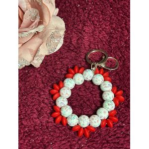 sleutelhanger bloemen rood