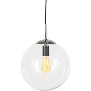 QAZQA ball - Moderne Hanglamp - 1 lichts - Ø 300 mm - Chroom - Woonkamers-sSlaapkamers-sKeuken