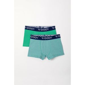 Woody boxershort jongens - groen/blauw - gestreept - 241-10-CLD-Z/064 - maat 104