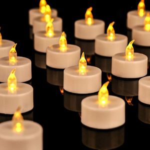 Theelichtjes op batterijen - LED-theelichtjes - 12 stuks - realistische en heldere flikkerende bediening - vlamloos - theelicht voor seizoensgebonden en festivalviering - warmgele lamp - werkt op