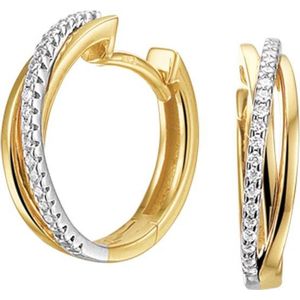 The Jewelry Collection Klapoorringen Diamant 0.12ct (2x0.06ct) H Si - Bicolor Goud