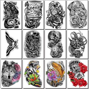 36 Vellen Tijdelijke Tattoos Stickers Inclusief 12 Vellen Grote Stickers, Nep Body Arm Borst Schouder Tatoeages voor Mannen en Vrouwen