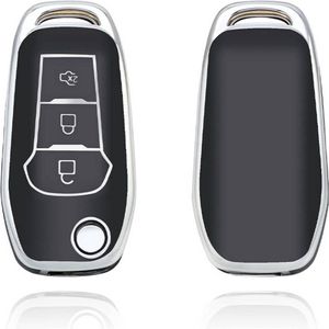 Autosleutel hoesje - TPU Sleutelhoesje - Sleutelcover - Autosleutelhoes - Geschikt voor Ford -zwart- F3 - Auto Sleutel Accessoires gadgets - Kado man vrouw - Cadeau voor man vrouw